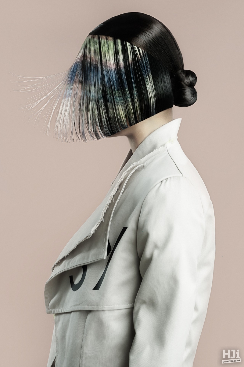 Sharp bob with creatively coloured fringe