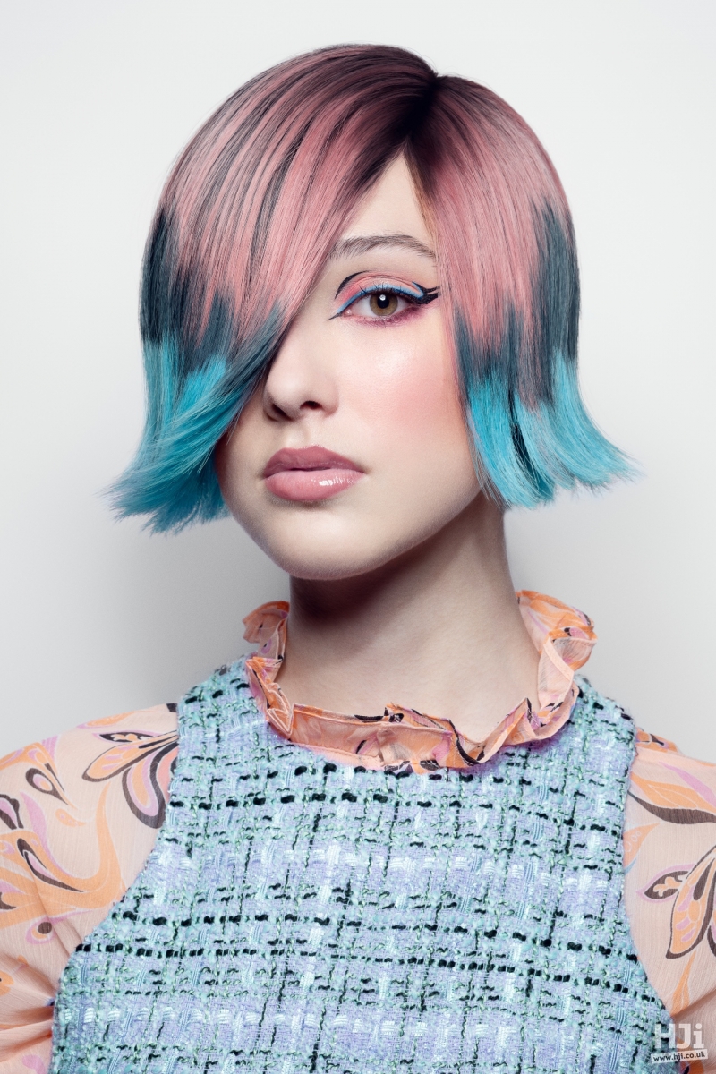 Creative coloured, straight and sleek bob