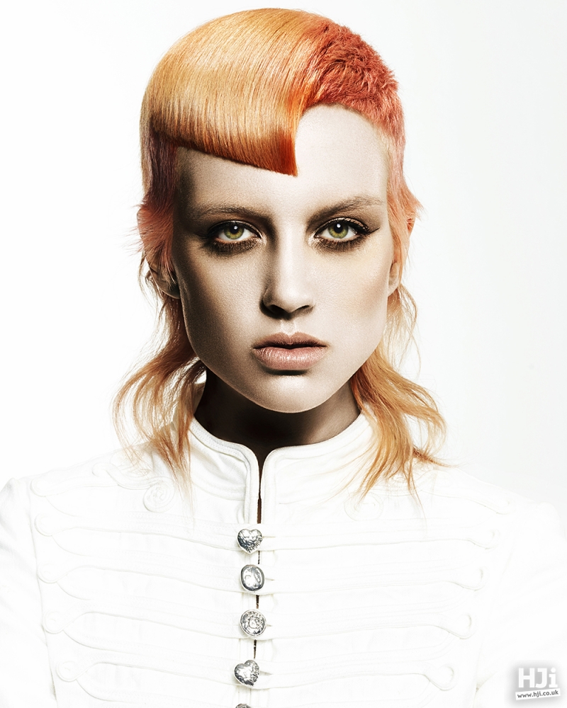 Orange and peach swept fringe