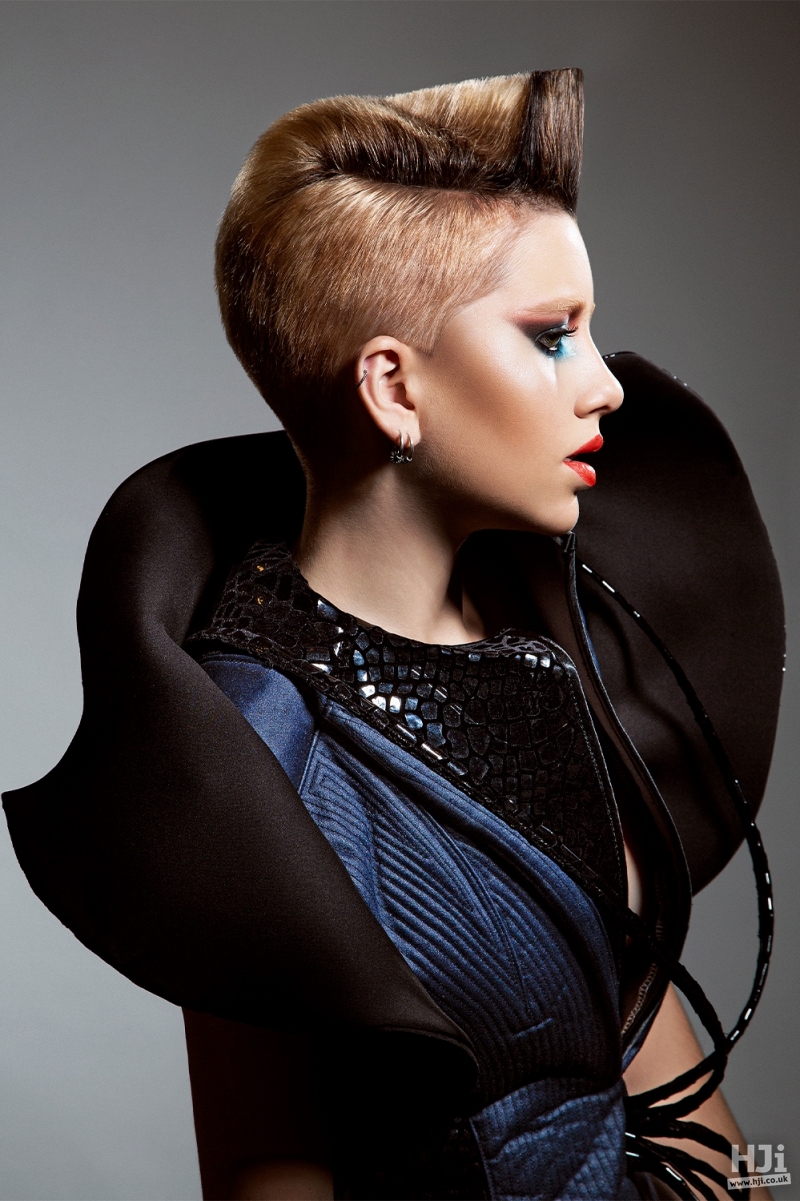 Short brunette style with sharp cut