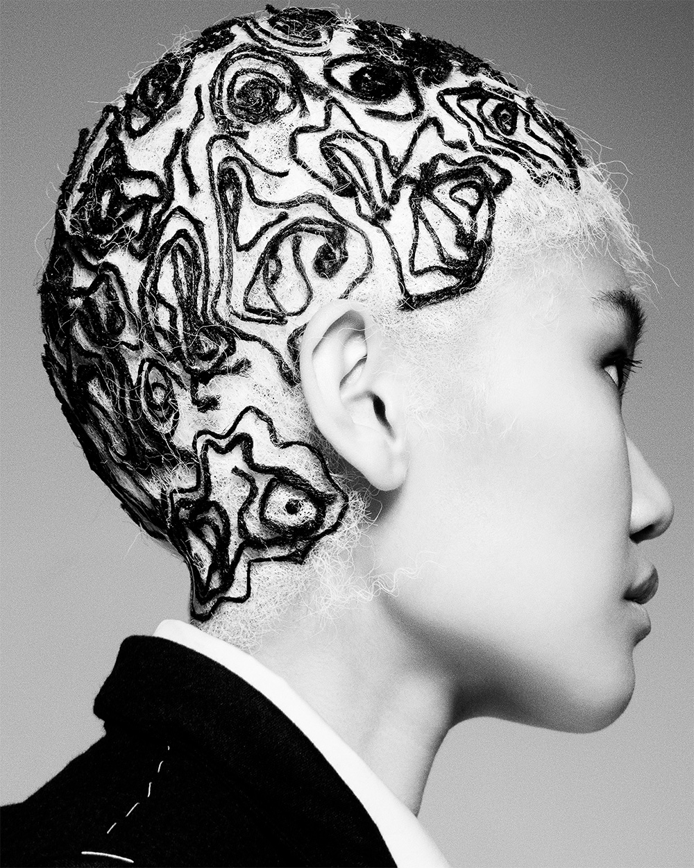 Jude McEwen  - BHA International Collection of the Year 2025 - Swirling Black Style on Cropped Hair
