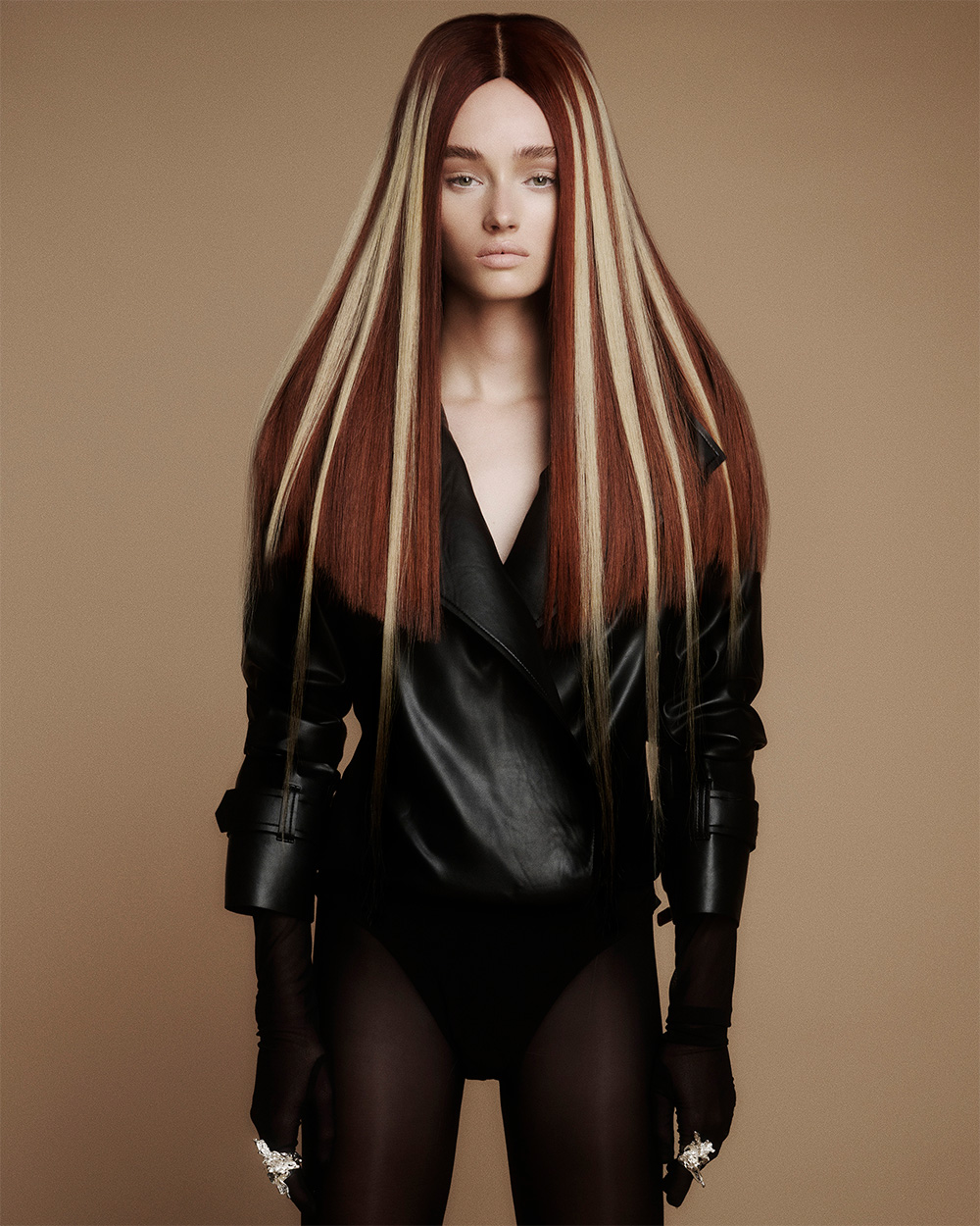 Bernadette Beswick - BHA International Collection of the Year 2025 - Long Red Straight Hair with Blonde Pieces