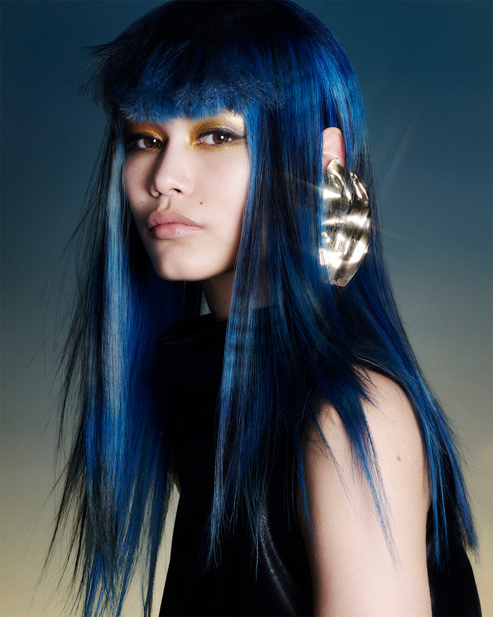 Danilo Giangreco - BHA London Hairdresser of the Year 2025 - Long Blue Hair with a Full Fringe 