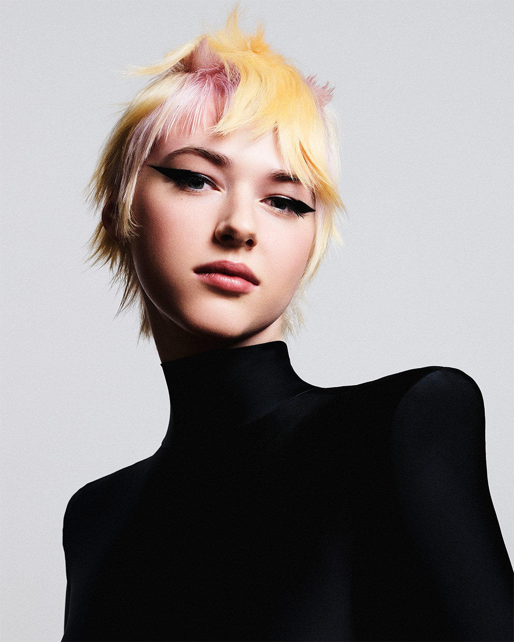Sara Cester - BHA London Hairdresser of the Year 2025 - Short, Textured, Spiky Light Blonde with Pink Streaks Hair