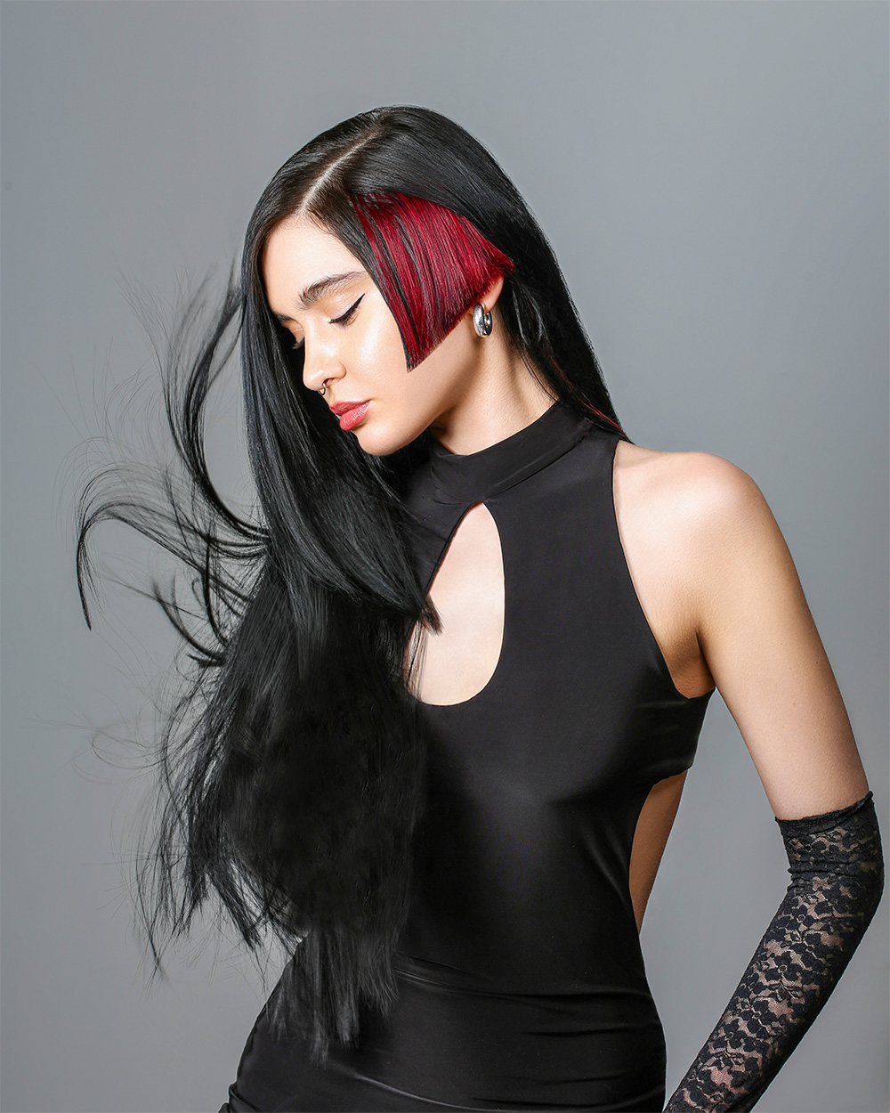 Nathan Richardson - BHA North Eastern Hairdresser of the Year 2025 - Geometric Red and Black Hair