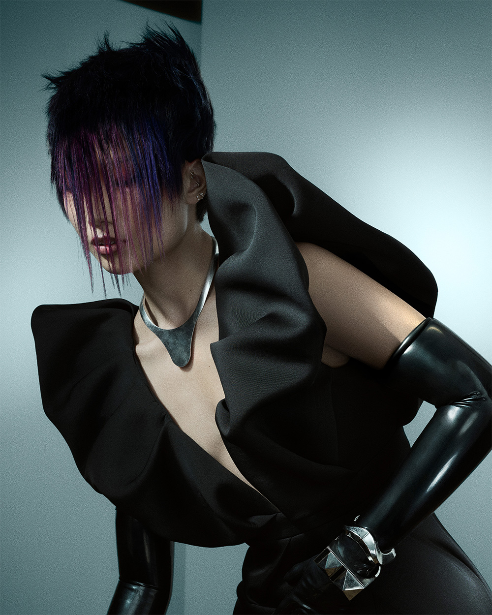 Elle Page - BHA London Hairdresser of the Year 2025- Medium Length Flicky Blue Haircut