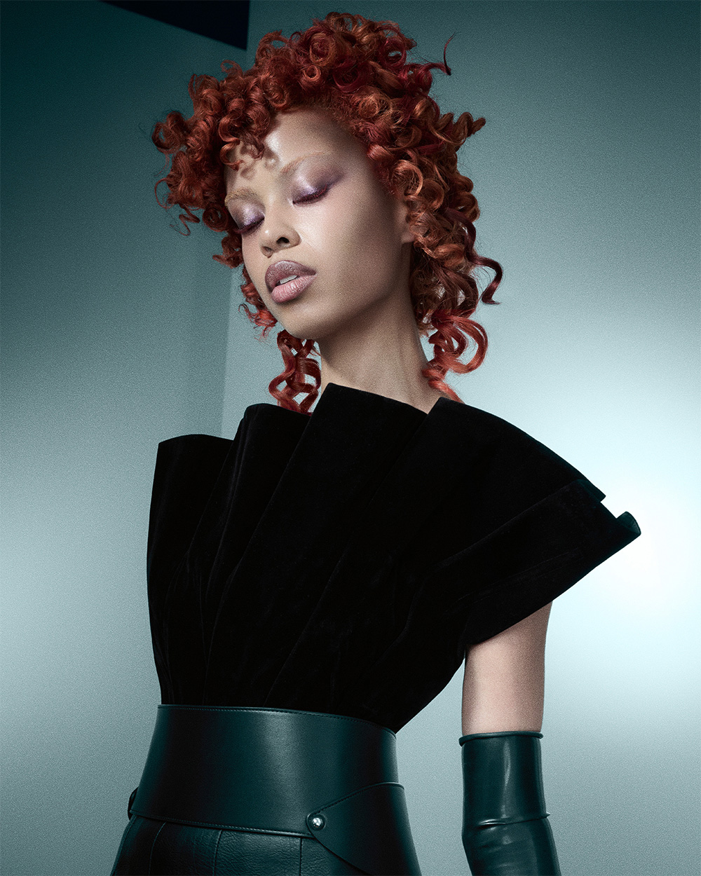 Elle Page - BHA London Hairdresser of the Year 2025 - Short Coppery Tight Curled Updo 