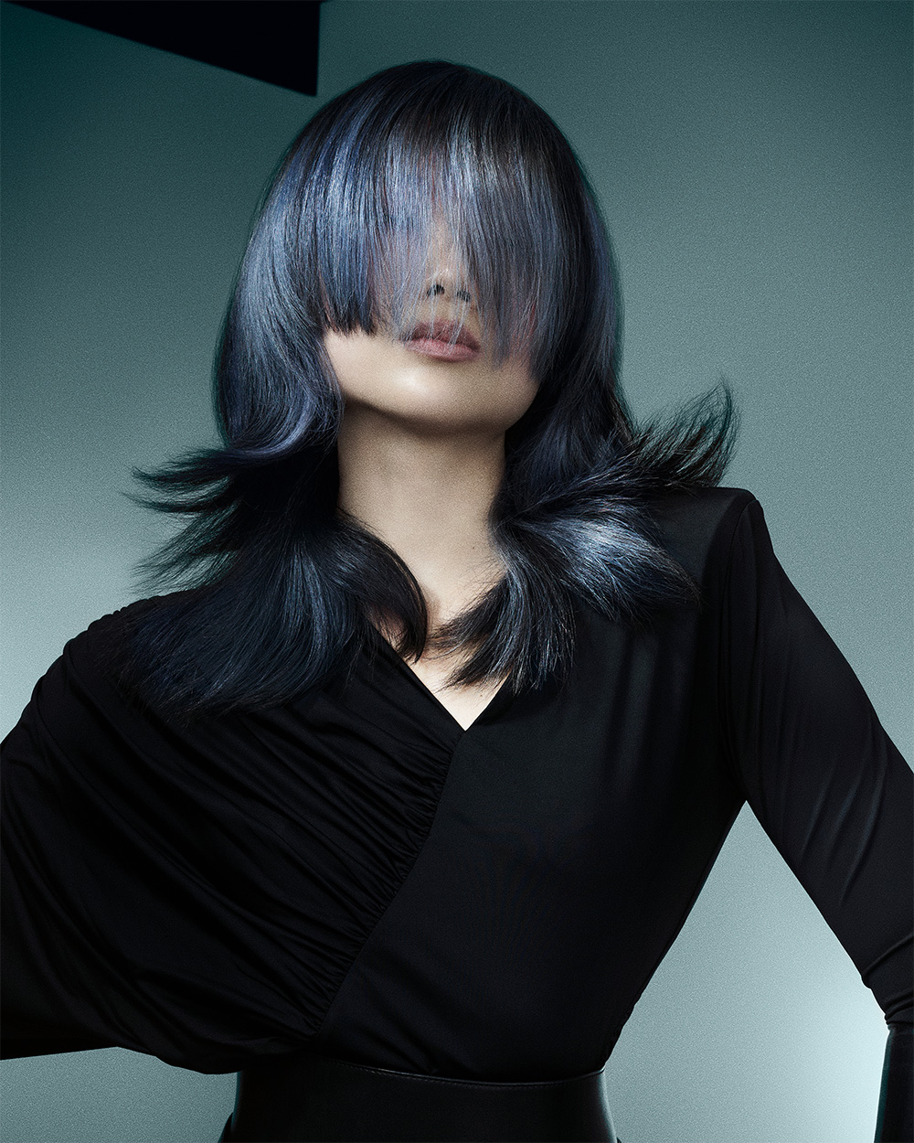 Elle Page - BHA London Hairdresser of the Year 2025 - Short, Spiky, Dark Haircut with a Long Fringe with Highlights