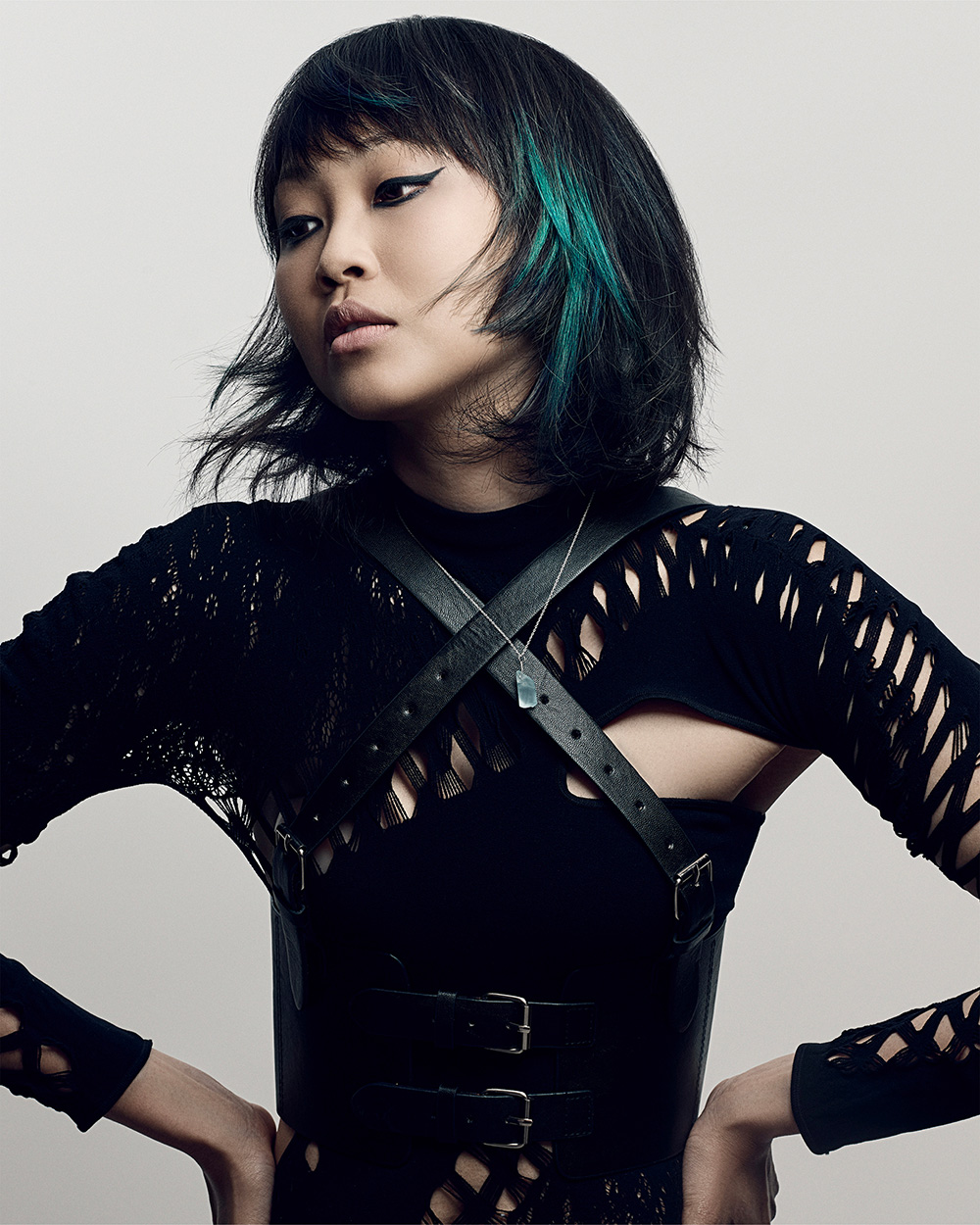 Gee-Kent Ho - BHA North Eastern Hairdresser of the Year 2025 - Black Bob with Teal Peekaboo Panel