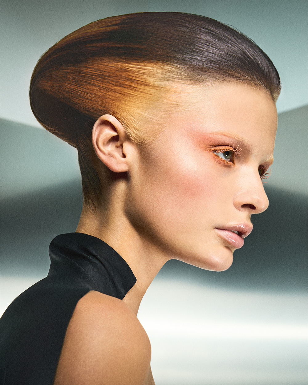 Yui Tateno - BHA London Hairdresser of the Year 2025 - Rounded Dome Shape Coppery Brown Two Tone Updo