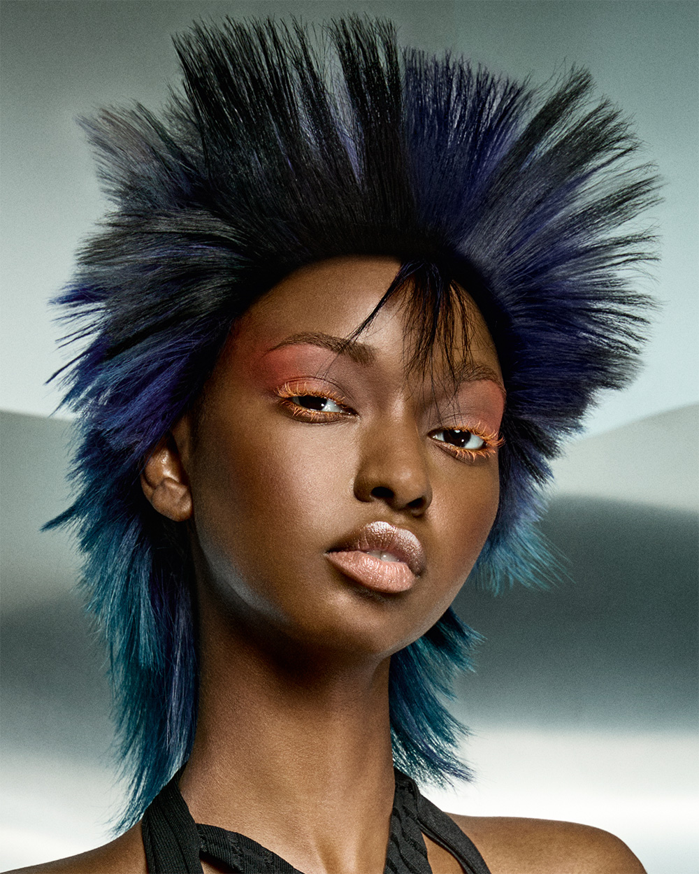 Yui Tateno - BHA London Hairdresser of the Year 2025 - Voluminous, spiky mohawk with Purple and Turquoise Highlights