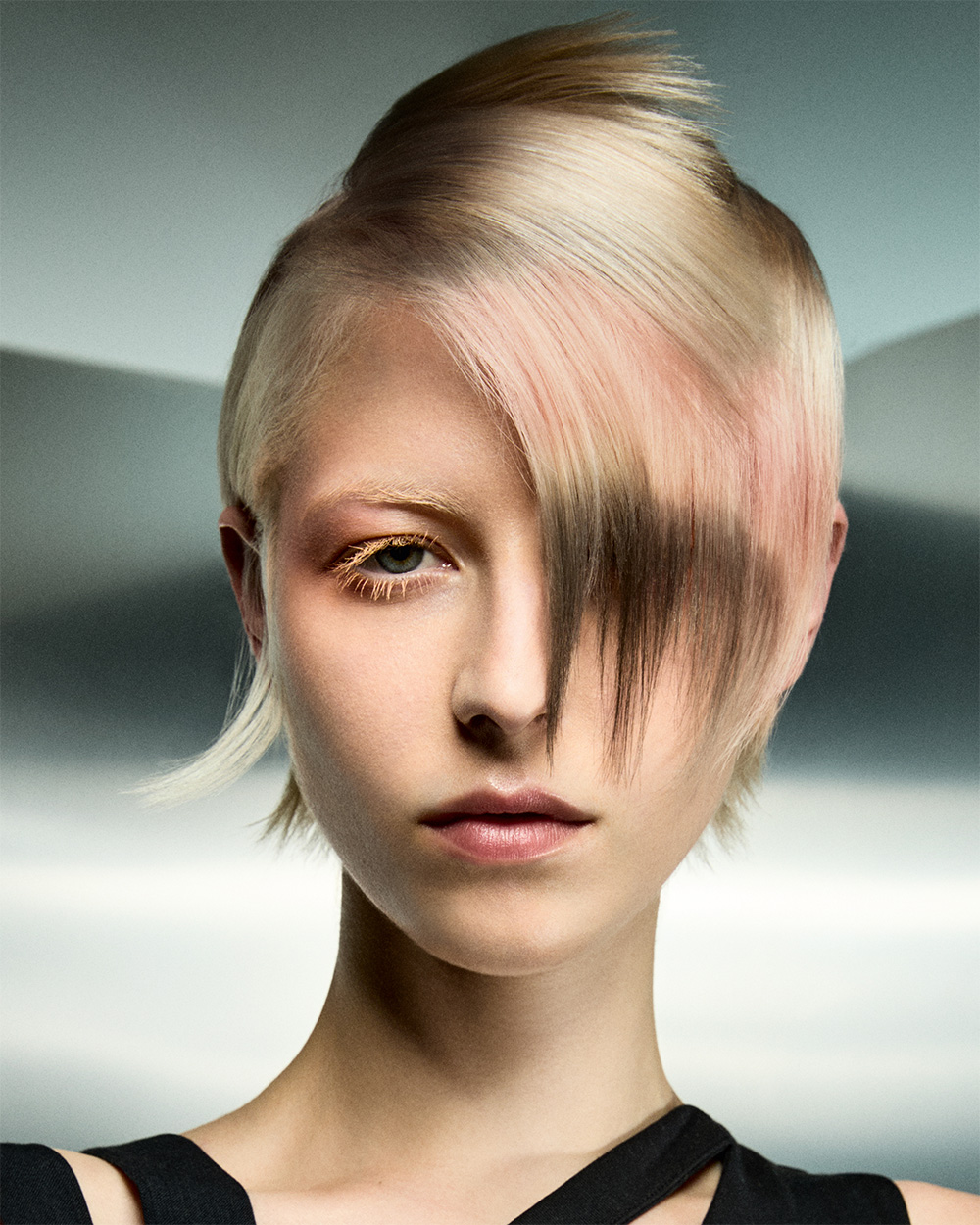 Yui Tateno - BHA London Hairdresser of the Year 2025 - Asymmetrical Multi-Toned Short Platinum Blonde Haircut