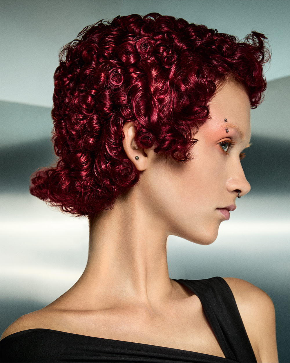 Yui Tateno - BHA London Hairdresser of the Year 2025 - Short Tighlty Curled Vibrant Red Updo