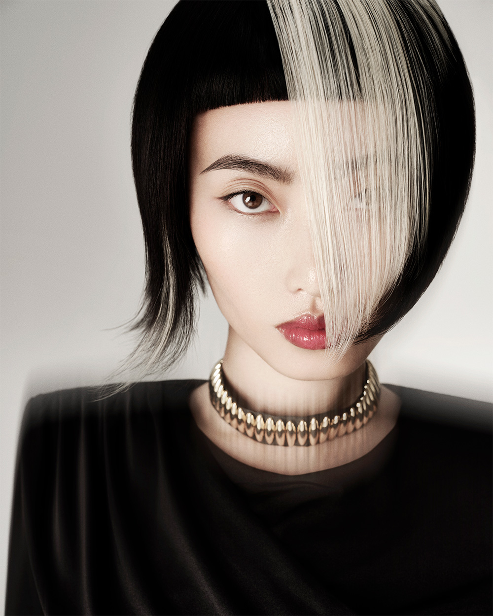Emma Simmons - BHA North Eastern Hairdresser of the Year 2025 - Black Bob with White Colour Block