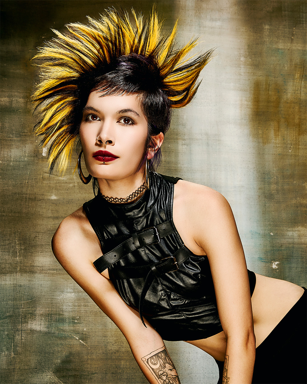 Sam Millard-Power- BHA Midlands Hairdresser of the Year 2025 - Mohawk with Yellow Sharp, Spiky Tips