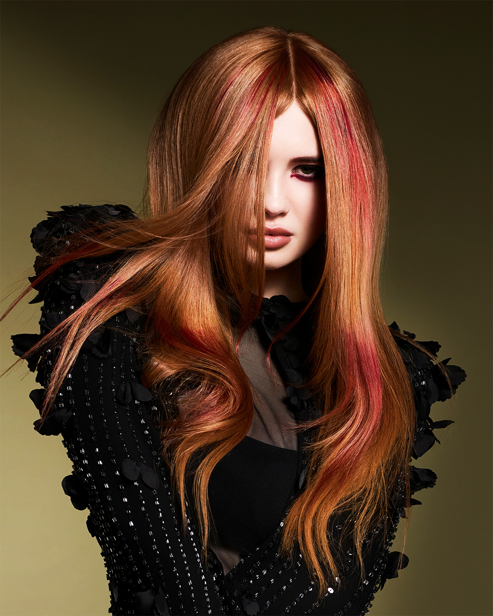Karen Thomson - BHA Scottish Hairdresser of the Year 2025 - Long Copper and Red Colour Block Hair 