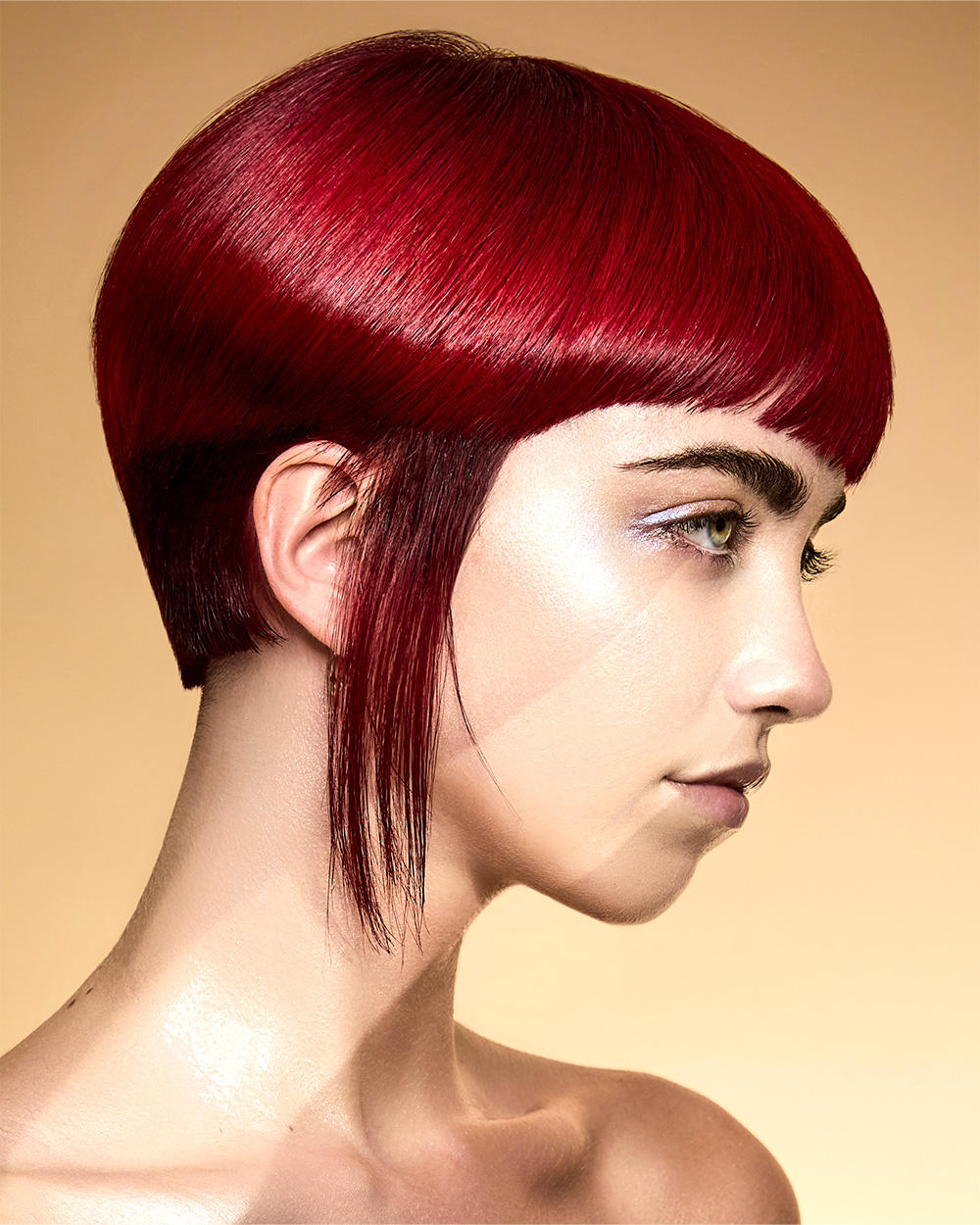 David Baker & Ben Hendry - BHA Southern Hairdresser of the Year 2025 - Vivid Red Cropped Hair with Long Sides