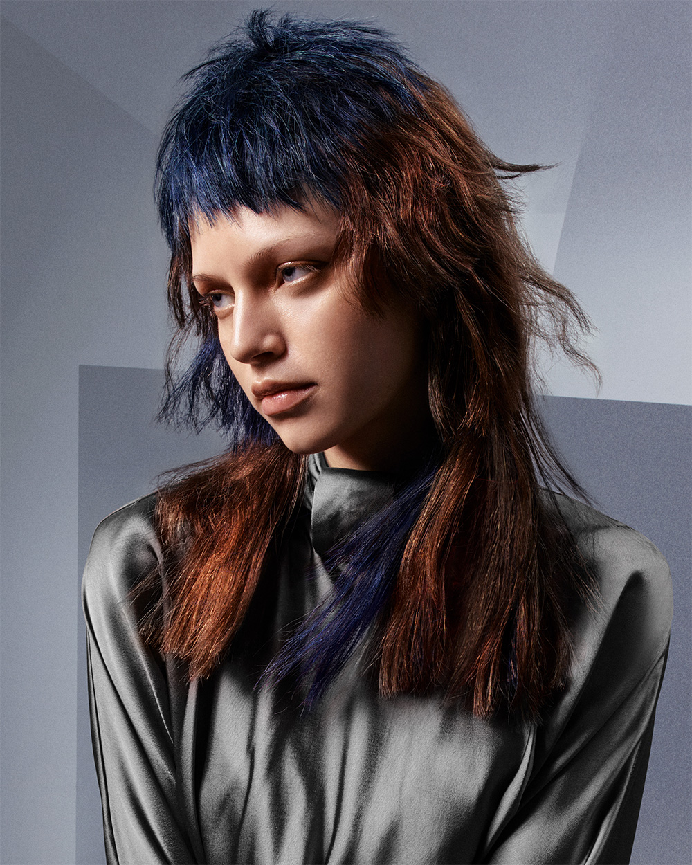 Andy Heasman - BHA Southern Hairdresser of the Year 2025 - Blue and Brunette Shag Cut