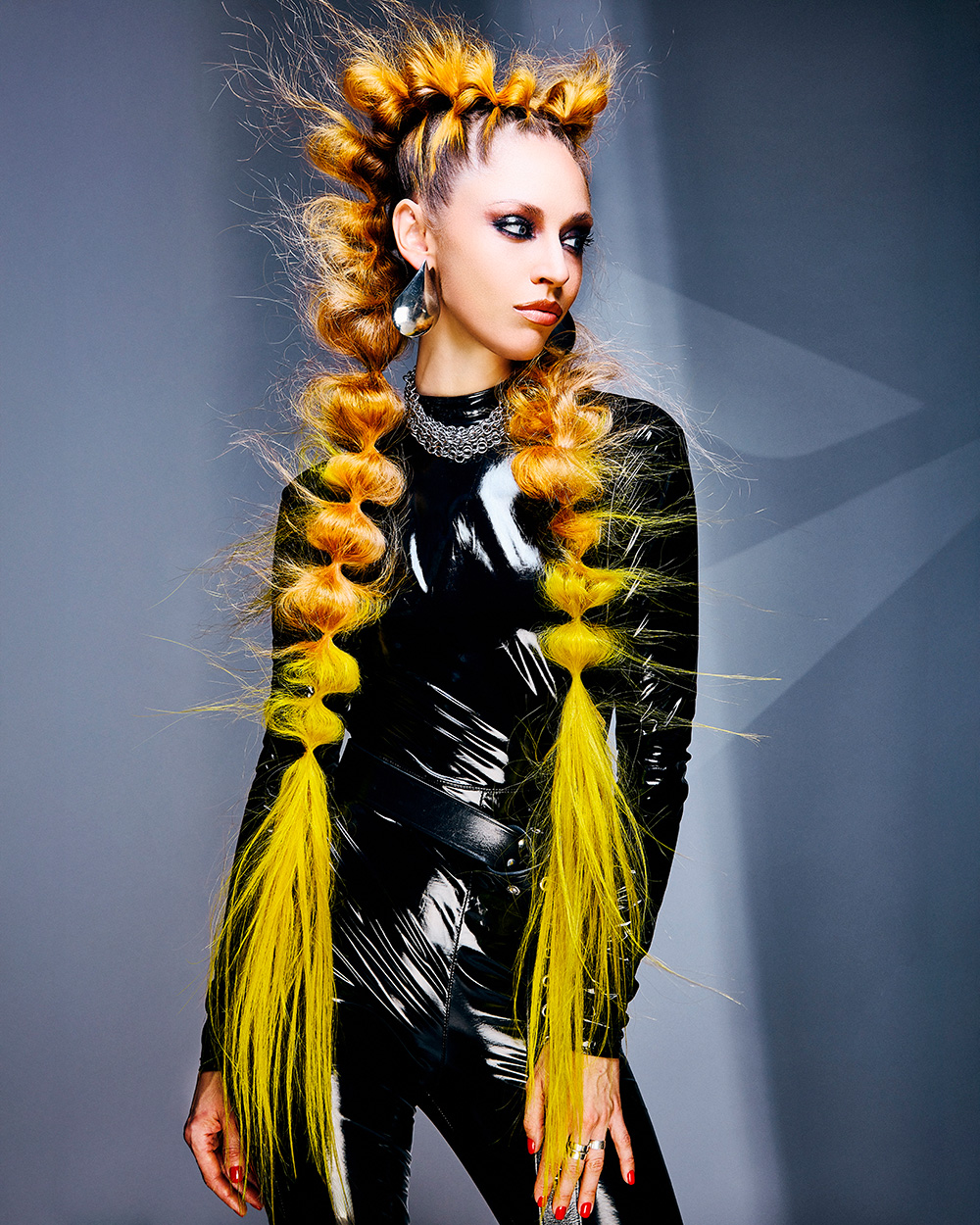 Fergal Doyle and Brandon Messinger - BHA Wales and South West Hairdresser of the Year 2025 - Volumnious Orange Sectioned Ponytails