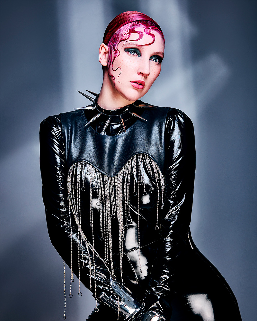 Fergal Doyle and Brandon Messinger - BHA Wales and South West Hairdresser of the Year 2025 - Pink Sculpted Wet Look with Curls