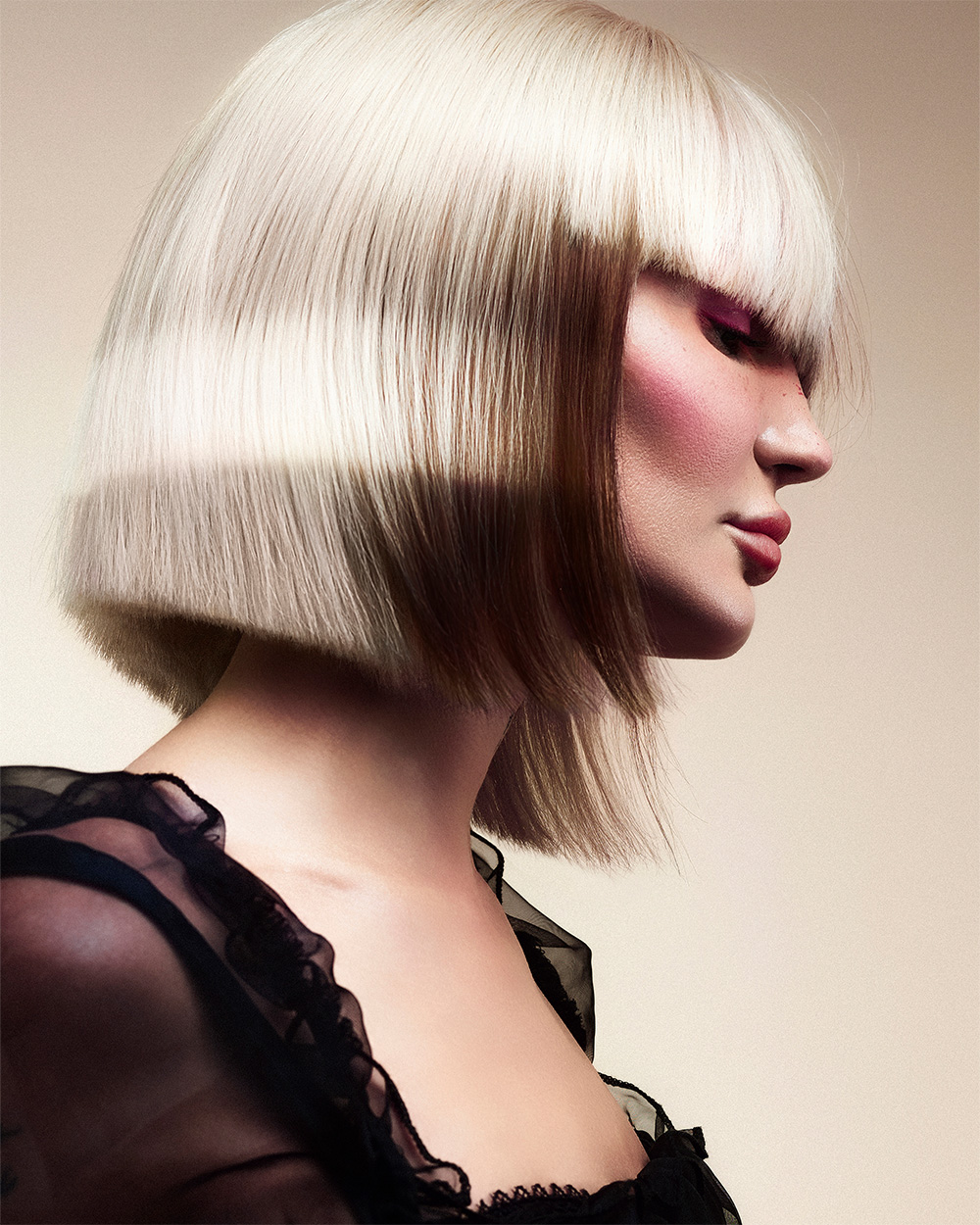 Steven Smart - BHA Wales and South West Hairdresser of the Year 2025 - Platinum Blonde Bob with a shadow-like section on the side