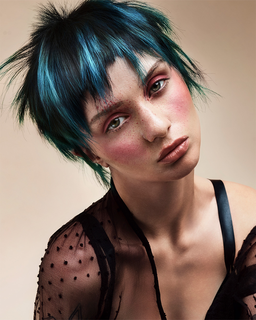 Steven Smart - BHA Wales and South West Hairdresser of the Year 2025 - Teal, Messy, Spiky Textured Look