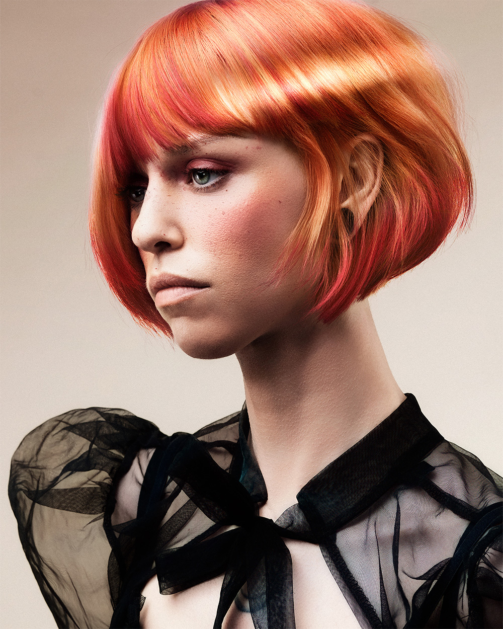 Steven Smart - BHA Wales and South West Hairdresser of the Year 2025 - Short, Rounded, Orange Bob