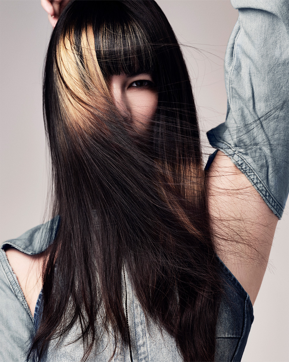 Andrew Smith - BHA Schwarzkopf Professional British Colour Technician of the Year 2025 - Long Black Hair with Golden Blonde Colour Block