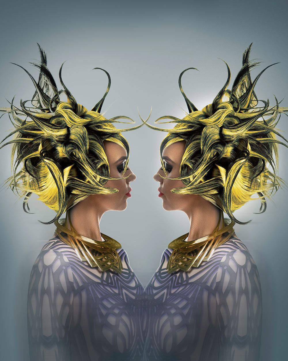 William & Bianca Gray BHA Avant Garde Hairdresser of the Year 2025 - Yellow and Black Spiked Avant Garde Hair