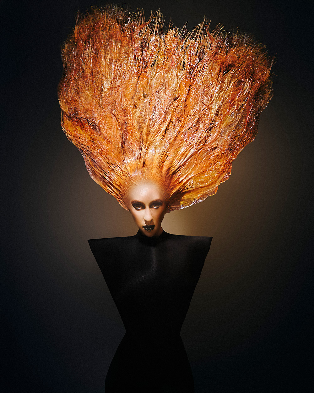 Adrian Paoluccio BHA Avant Garde Hairdresser of the Year 2025 - Textured Orange Voluminous Avant Garde Style