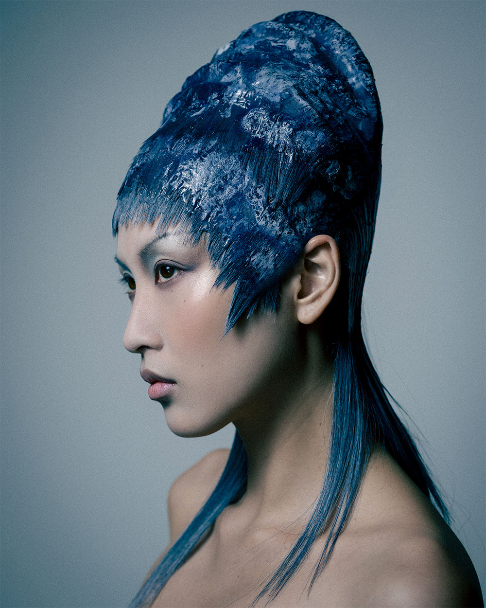 Darja Laett - BHA Avant Garde Hairdresser of the Year 2025 - Blue Anti-Head Shape Headpiece