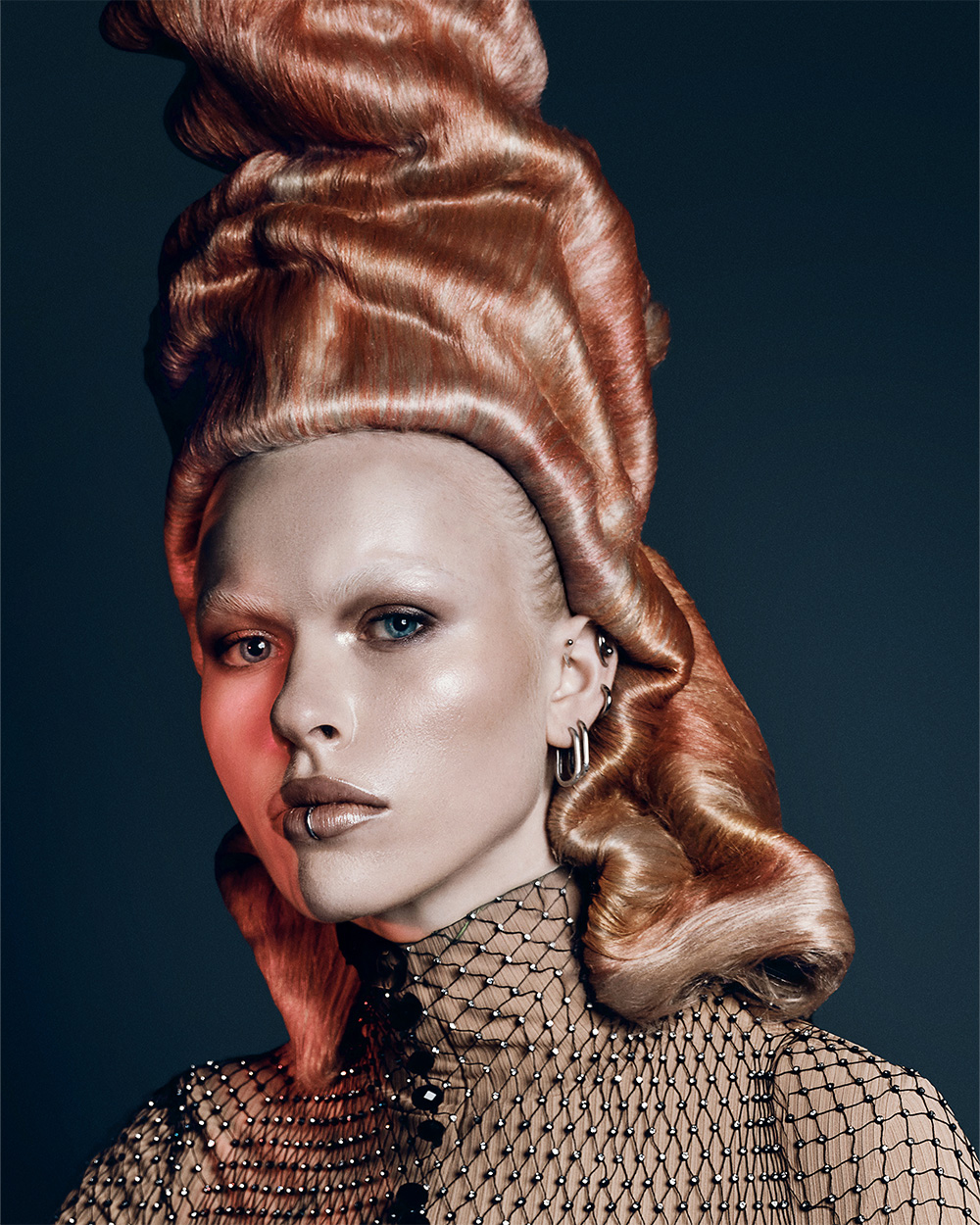 Jean Sylvestre Finold BHA Avant Garde Hairdresser of the Year 2025 - Red and Blonde Hued Layered Avant Garde Wig