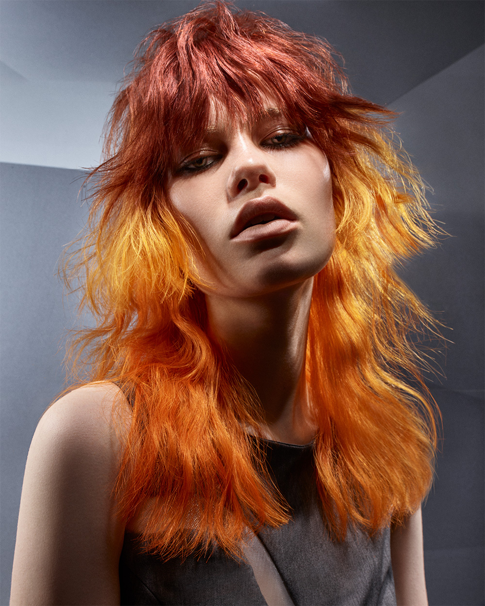 Kirsty Judge & Poonam Mehmi - BHA Schwarzkopf Professional British Colour Technician of the Year 2025 - Copper Shaggy Hime Cut