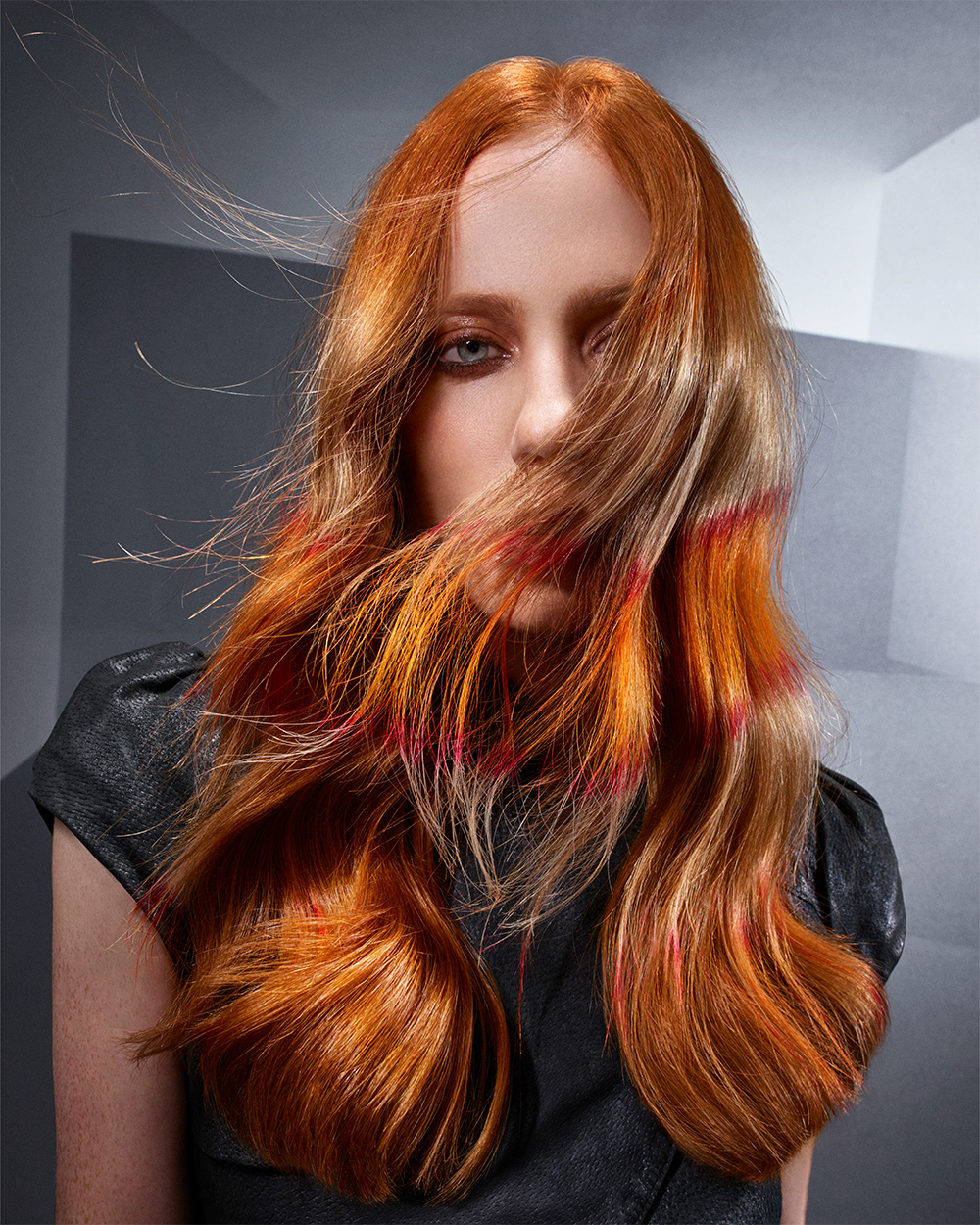 Kirsty Judge & Poonam Mehmi - BHA Schwarzkopf Professional British Colour Technician of the Year 2025 - Glossy Copper Hair with Orange Stripe