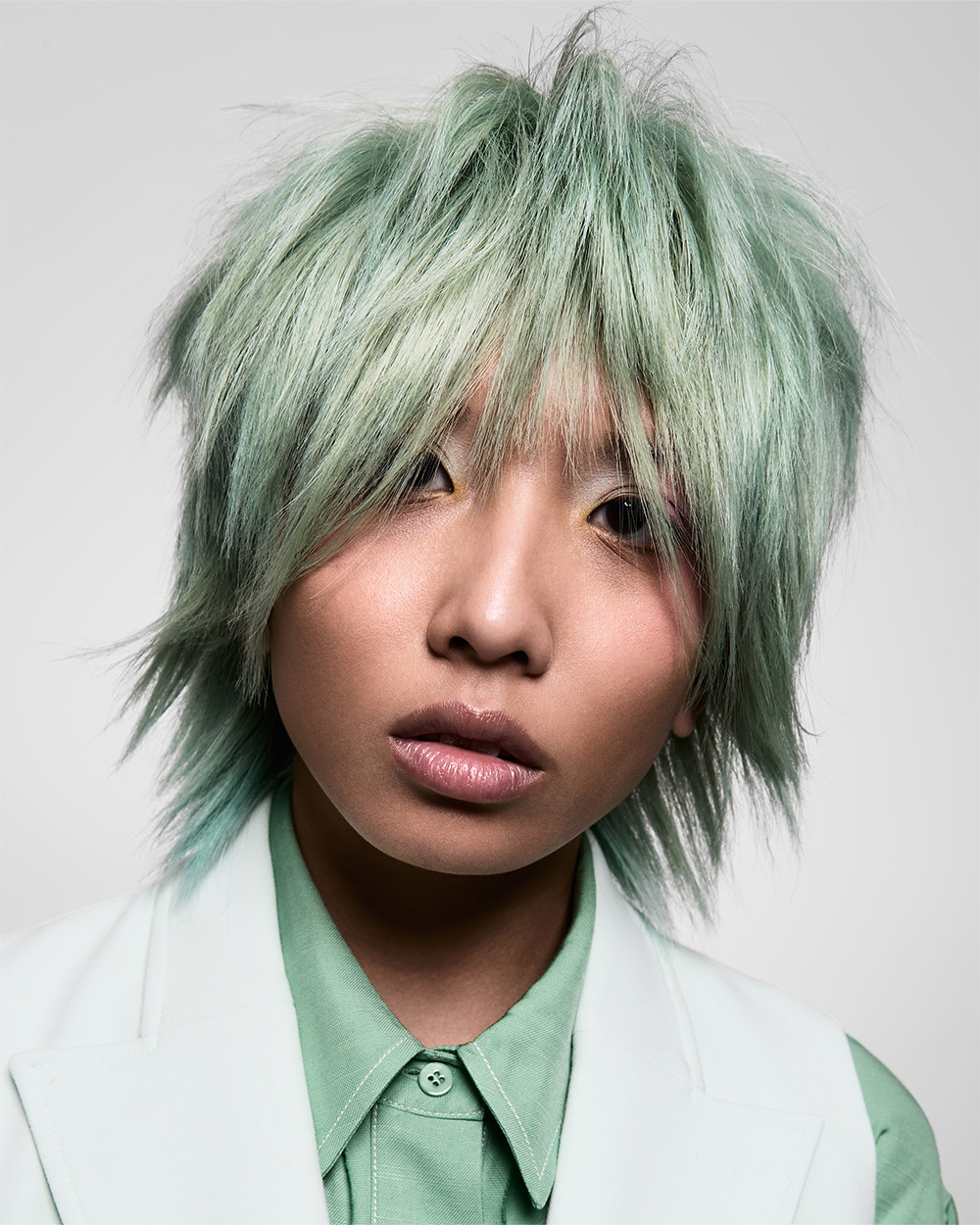 Chloe Houston Newcomer of The Year 2025 Finalist Collection - Mint Green Shag Haircut 
