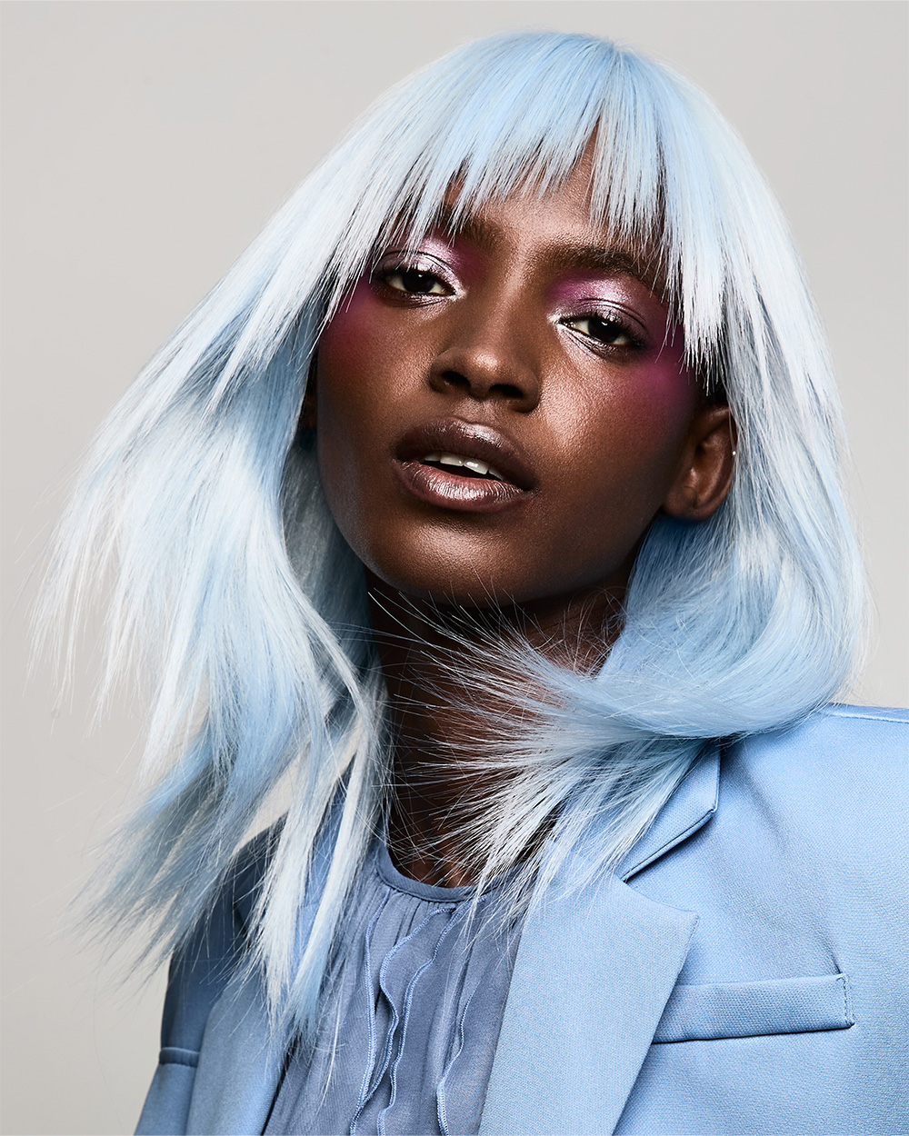 Chloe Houston Newcomer of The Year 2025 Finalist Collection - Layered Ice Blue Cut with Choppy Fringe