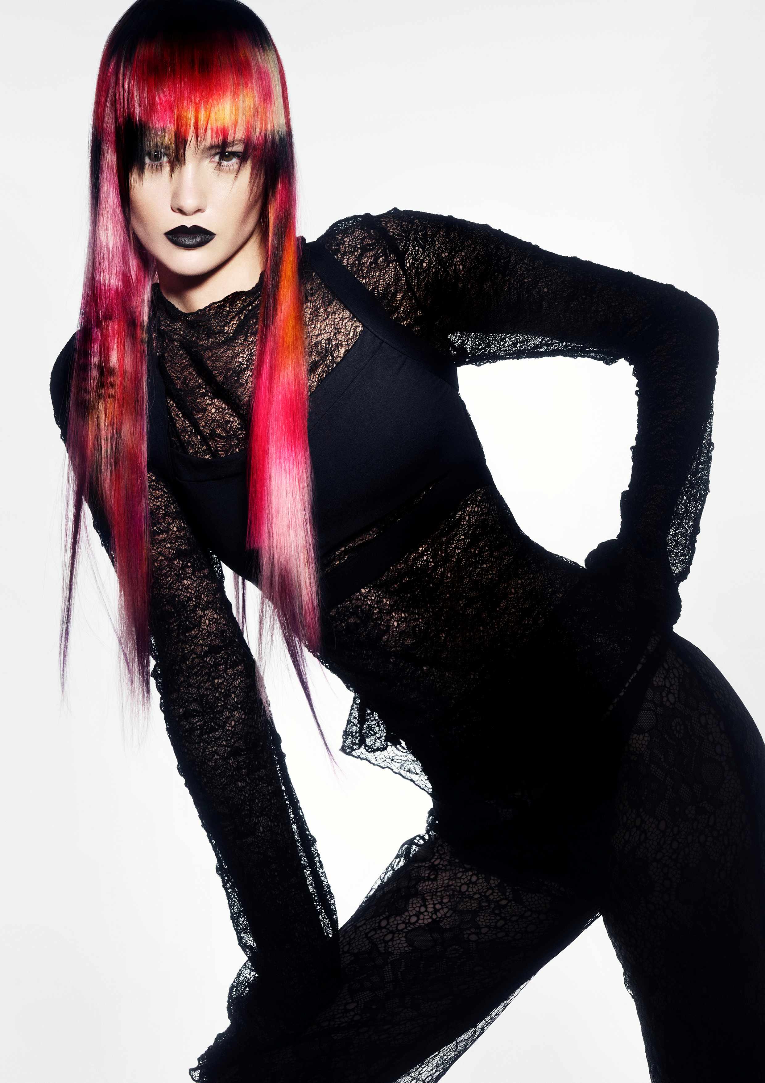 Long Creative Colour Layered Hair - Louise Graham - Obscurité Collection