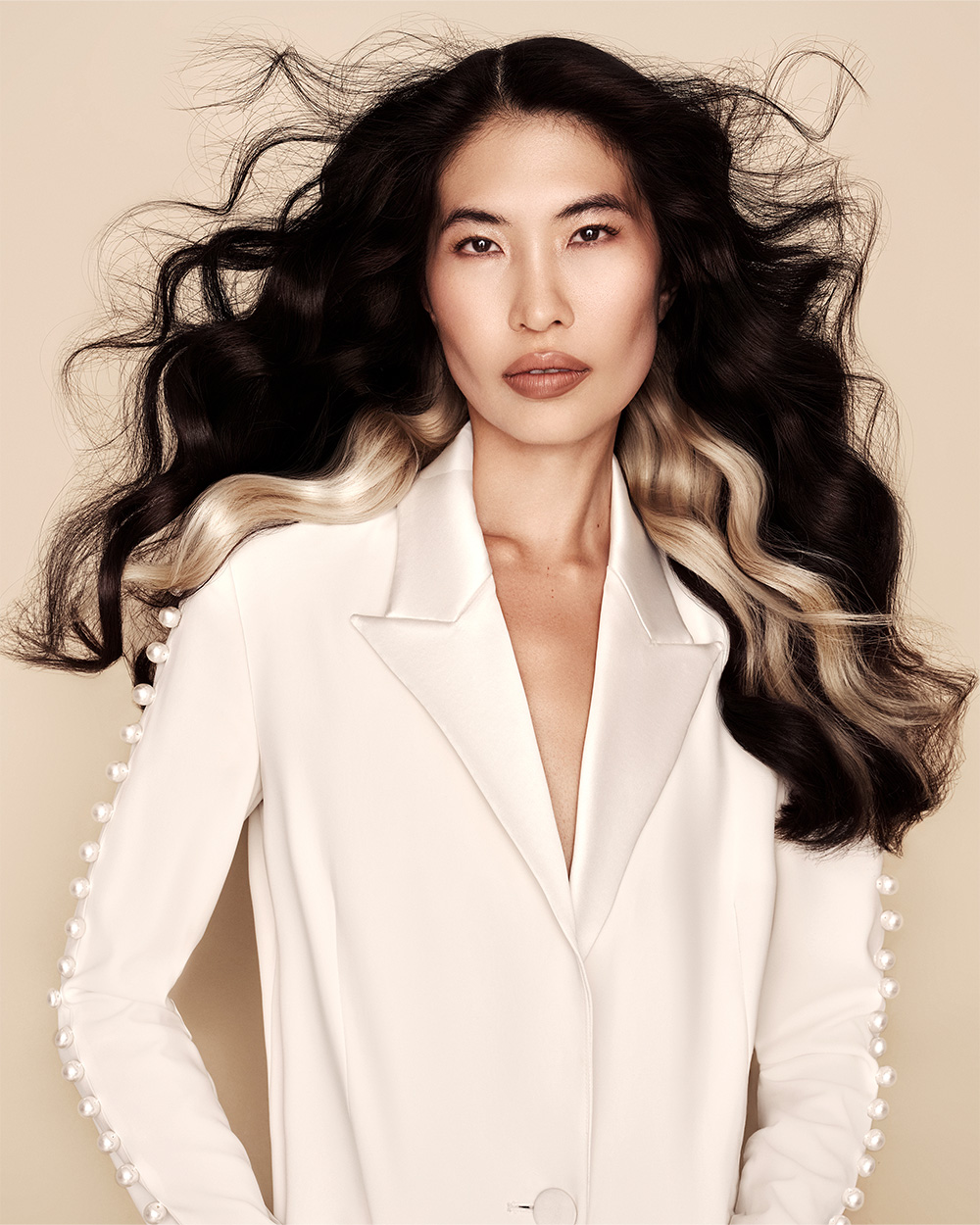 Long Voluminous Brunette Waves with Blonde Colour Panels – Niall McNulty – BHA Eastern Hairdresser of the Year 2026 Finalist Collection