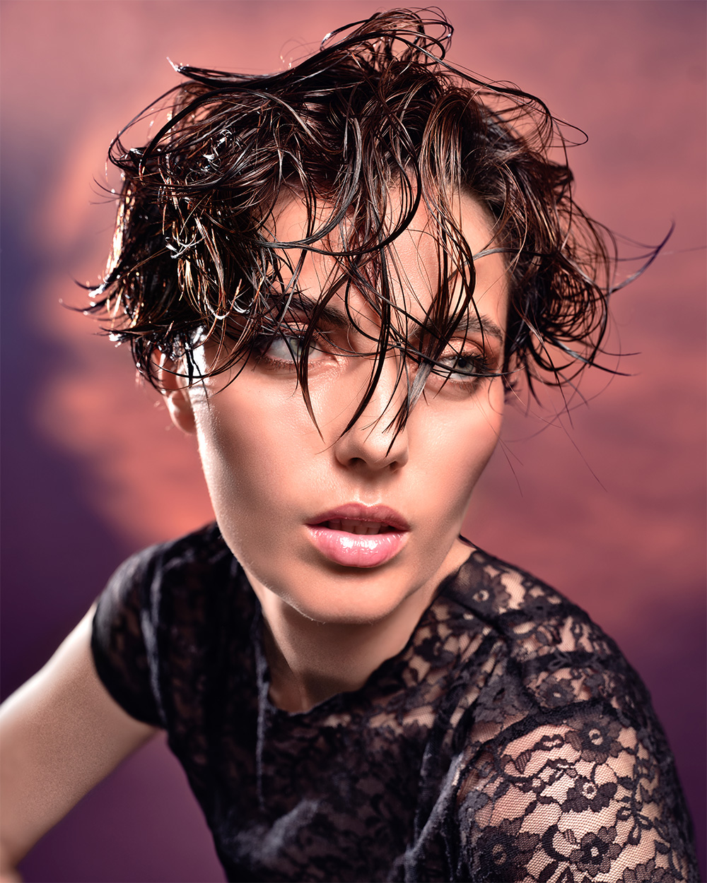 Short Brunette Wet-Look Crop with Textured Fringe – Georgia Mountain – BHA Eastern Hairdresser of the Year 2026 Finalist Collection
