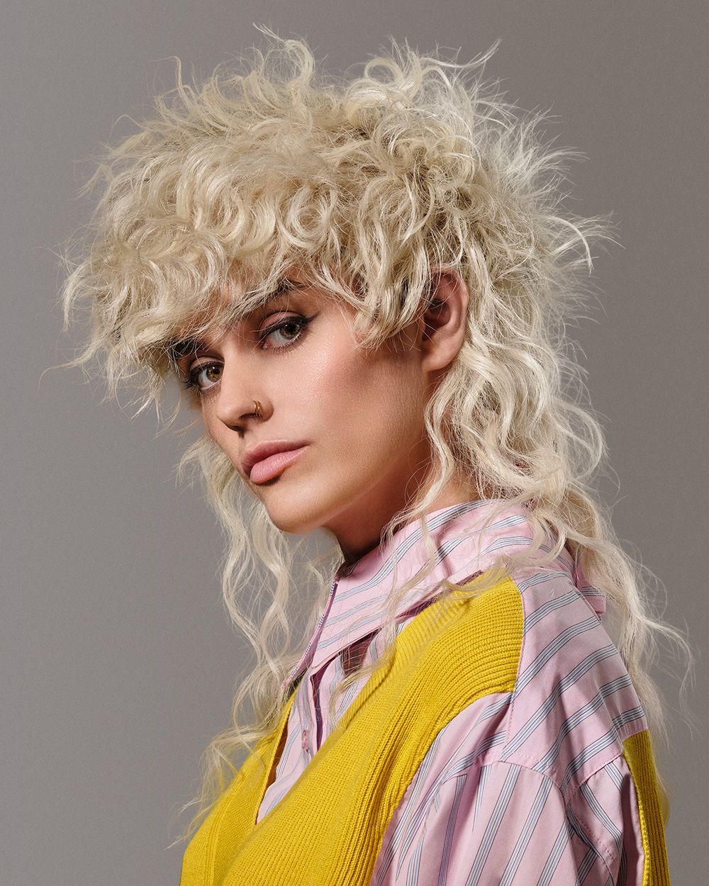 Platinum Blonde Curly Mullet with Textured Fringe – Marc Trinder – BHA Eastern Hairdresser of the Year 2026 Finalist Collection