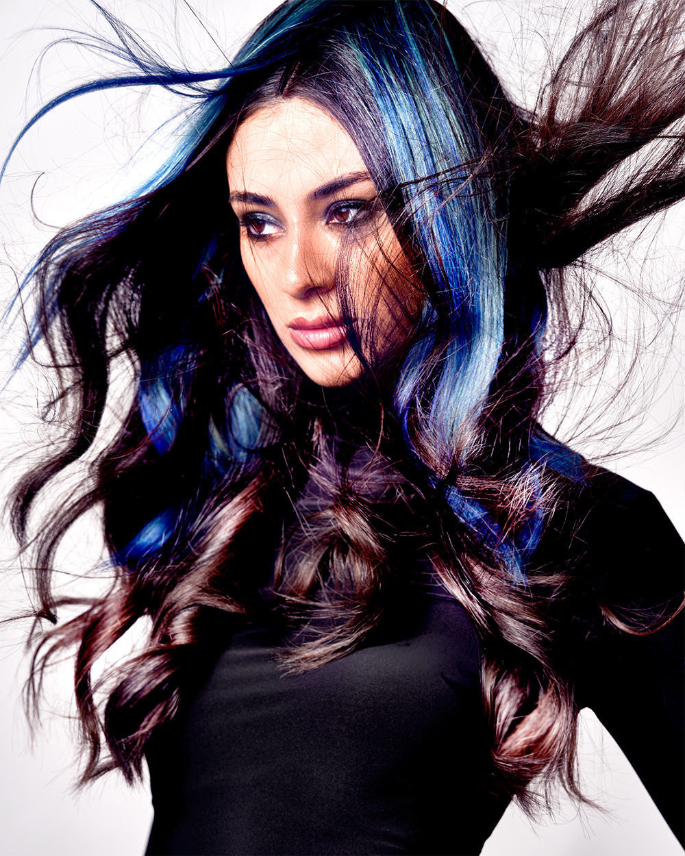 Long Black Hair with Electric Blue Highlights – Christian Wiles – BHA Eastern Hairdresser of the Year 2026 Finalist Collection