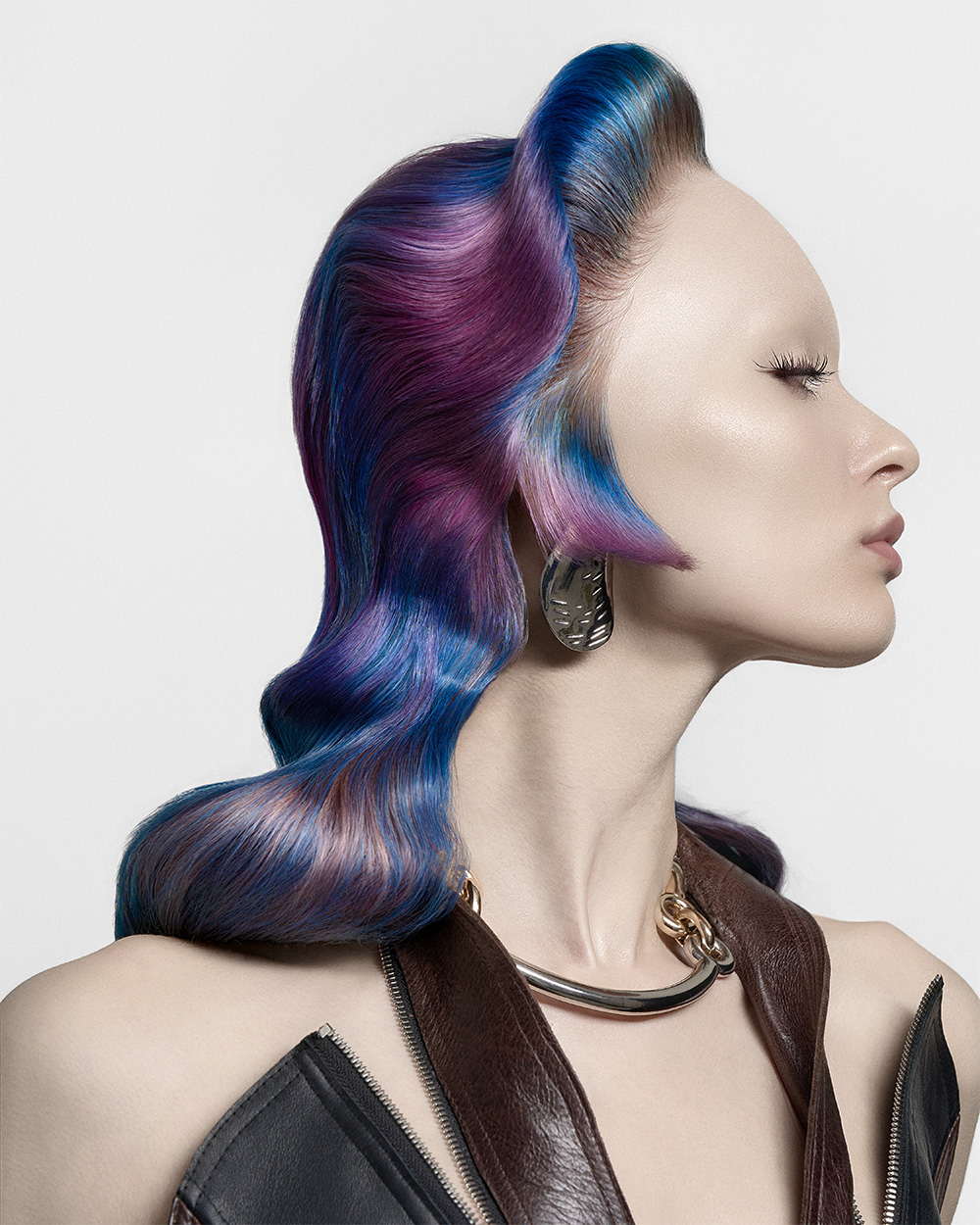 Purple and Blue Rainbow Quiff - Sylvestre Finold - BHA London Hairdresser of the Year 2026 Finalist Collection