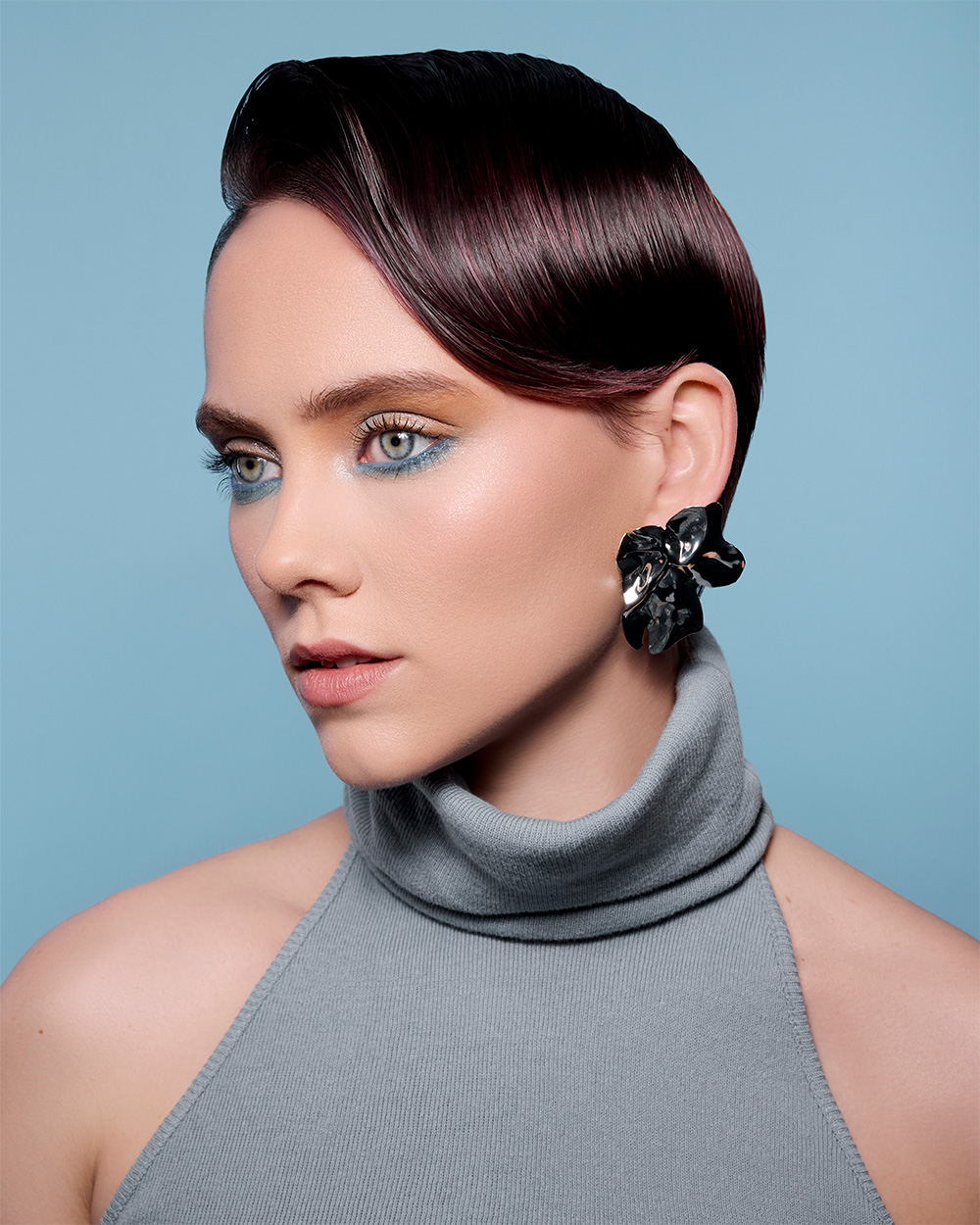 Sleek Burgundy Side-Parted Hairstyle – Heather Shaw & Paul Corbett – BHA Midlands Hairdresser of the Year 2026 Finalist Collection