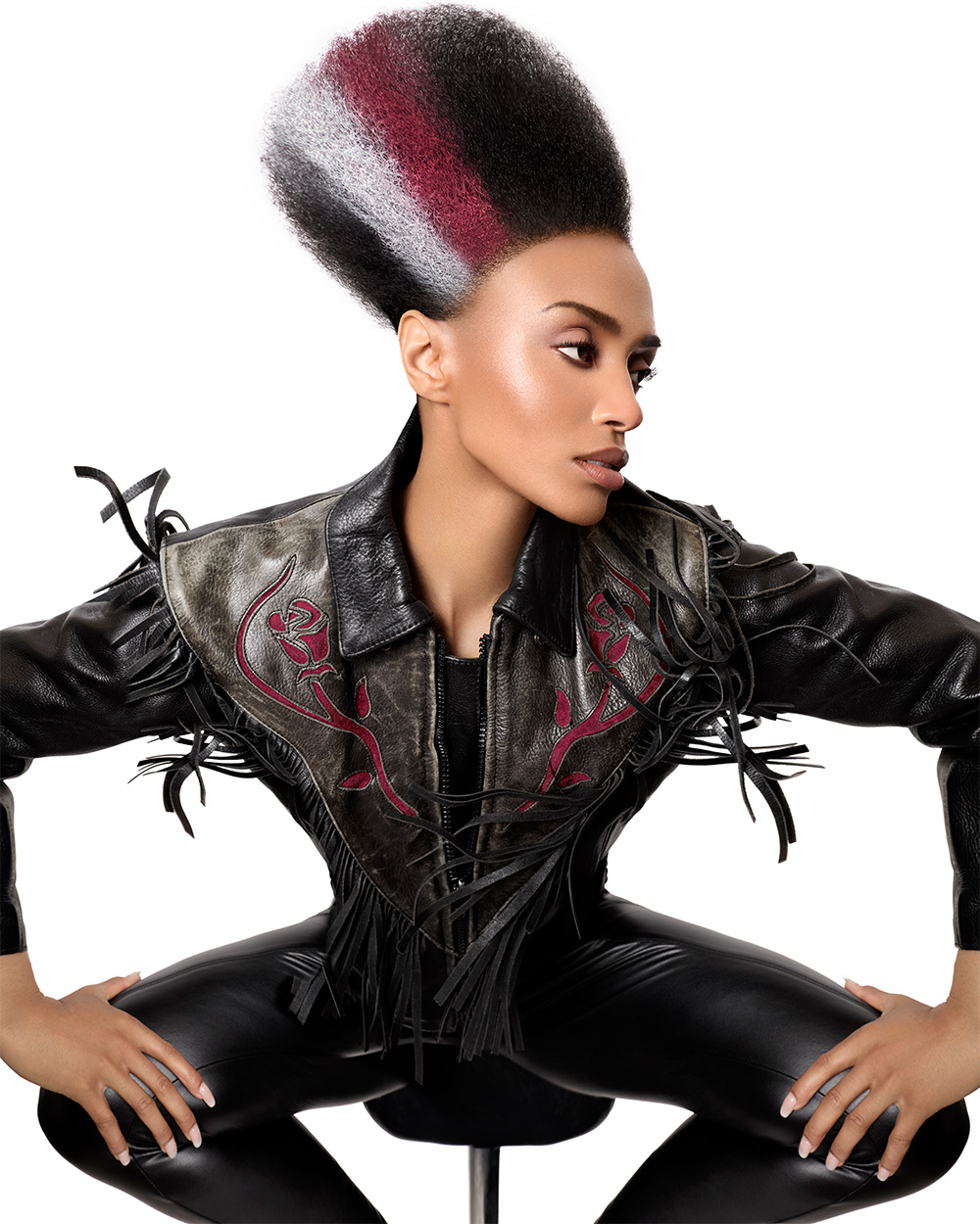White and Red Stripe - Sara Williams & Melissa Timperley - BHA Afro Hairdresser of the Year 2026 Finalist Collection