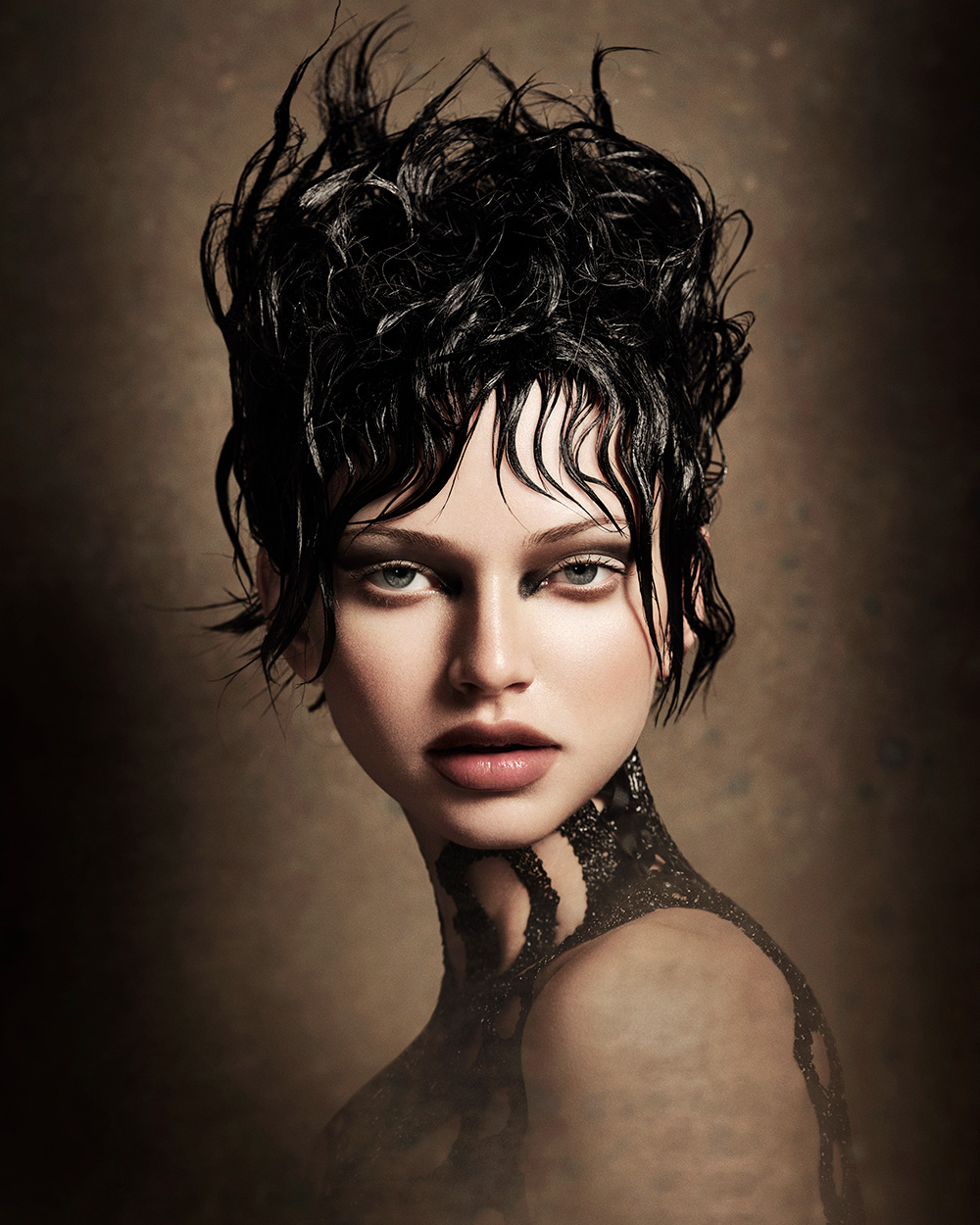 Black Textured Bouffant with Wet-Look Fringe – David Corbett – BHA Scotland Hairdresser of the Year 2026 Finalist Collection