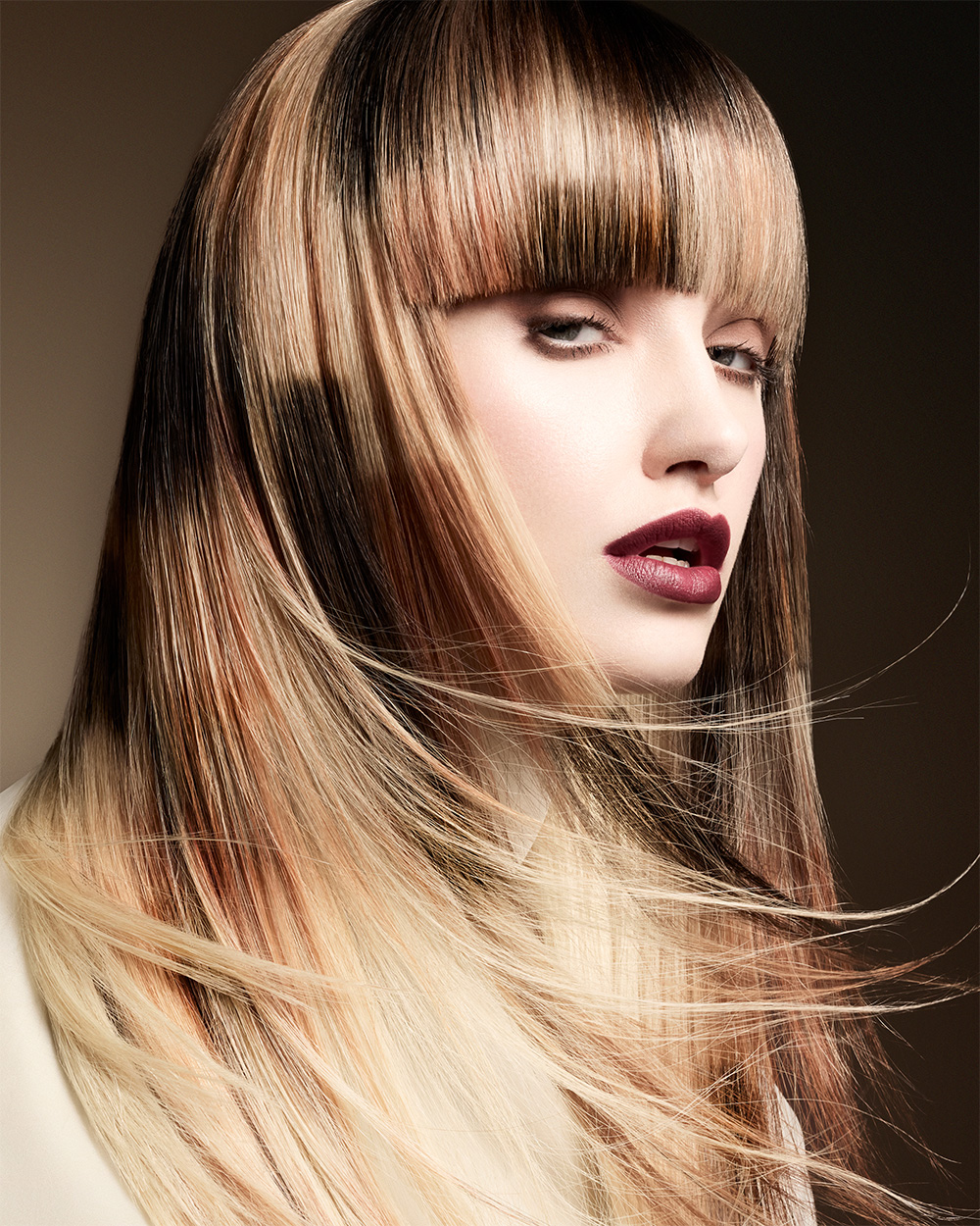 Long Blonde Hair with Blunt Fringe and Copper Highlights – Charlie Taylor – BHA Scotland Hairdresser of the Year 2026 Finalist Collection